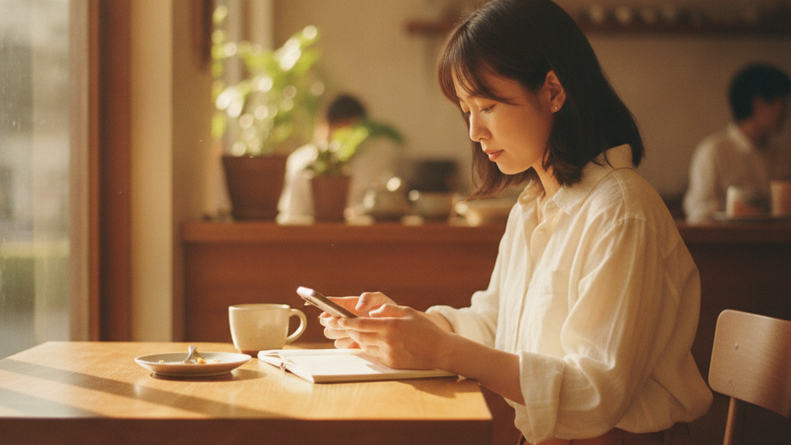 30代の看護師が手帳を開いて婚活の計画を立てているシーン
